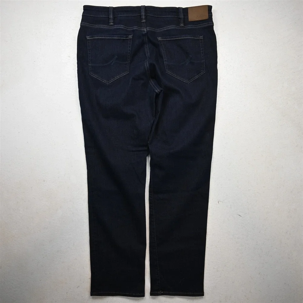 True Religion 38x30 Medium Wash Stretch Denim Ricky Relaxed Straight Mens Jeans